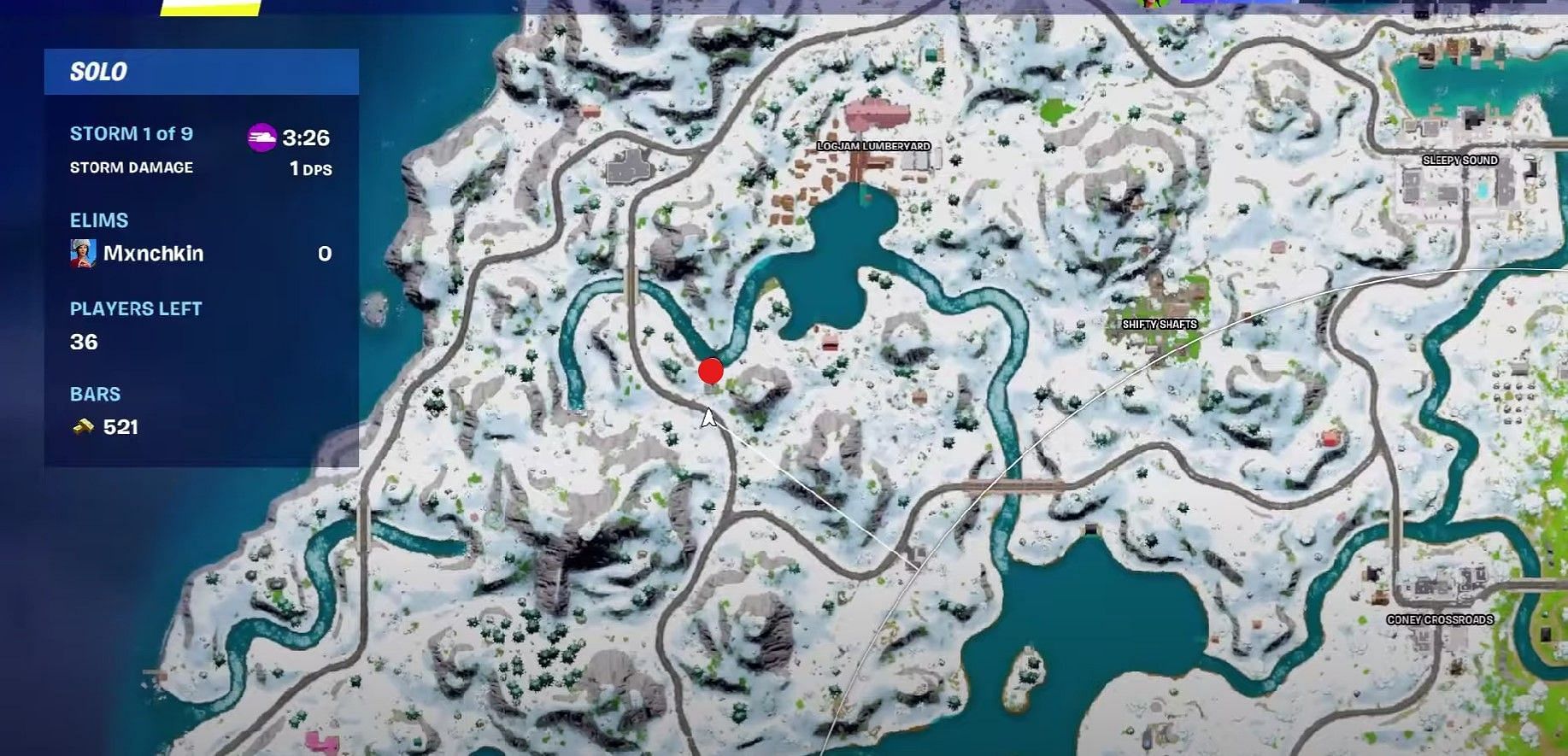 Location of Boom Sniper Rifle in Chapter 3 Season 1 (Image via Fortnite)