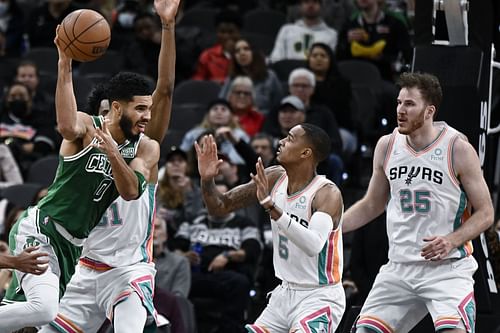 The visiting San Antonio Spurs will hope to win their season series against the Boston Celtics on Wednesday. [Photo: KSAT.com]