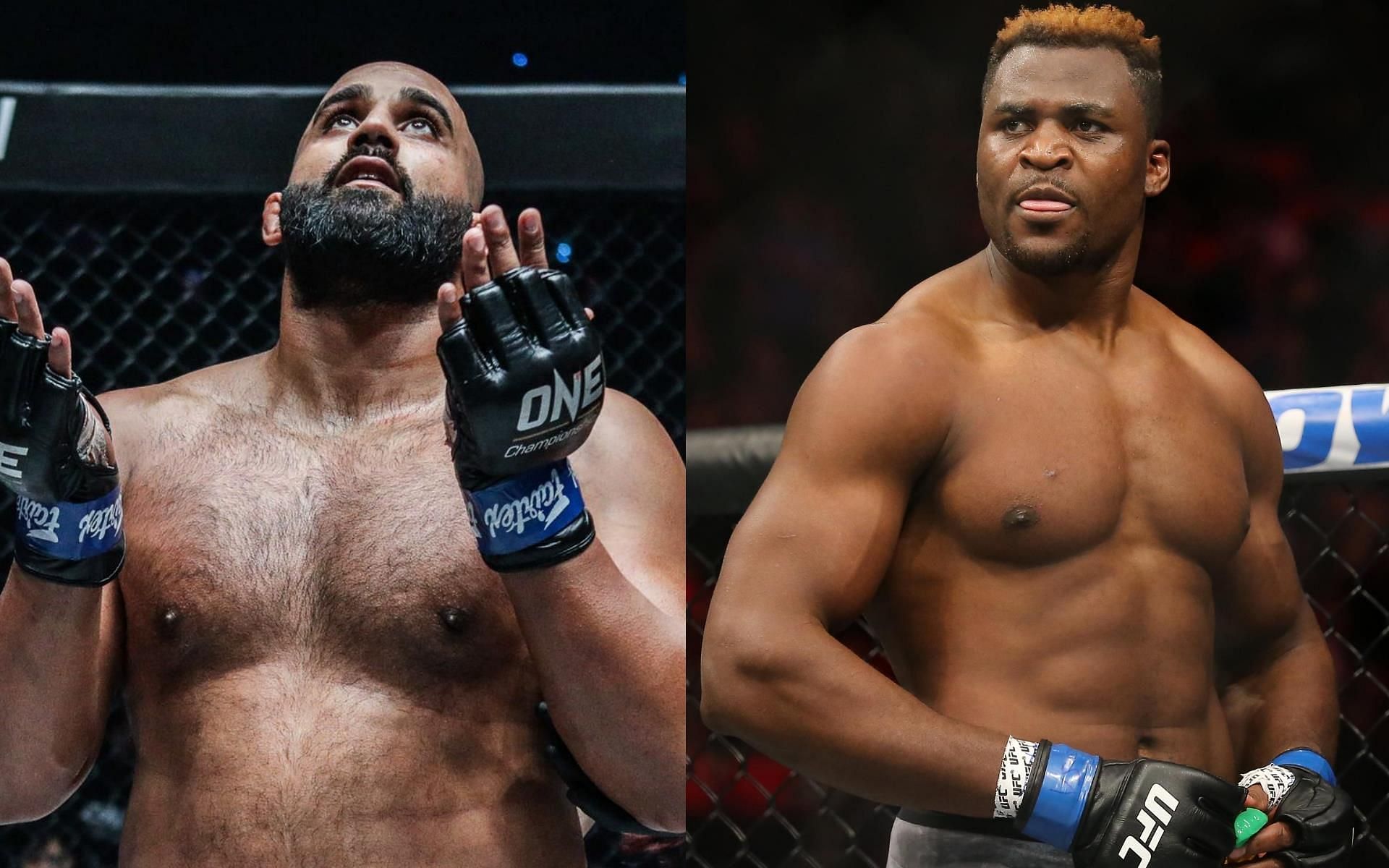 A dream match between Arjan Bhullar (Left) and Francis Ngannou (Right) will pit two world champions of the two biggest MMA promotions on the planet. | [Photos: ONE Championship/Bleacher Report]