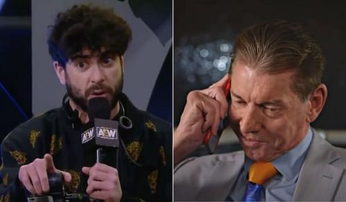 Tony Khan (left); Vince McMahon (right)