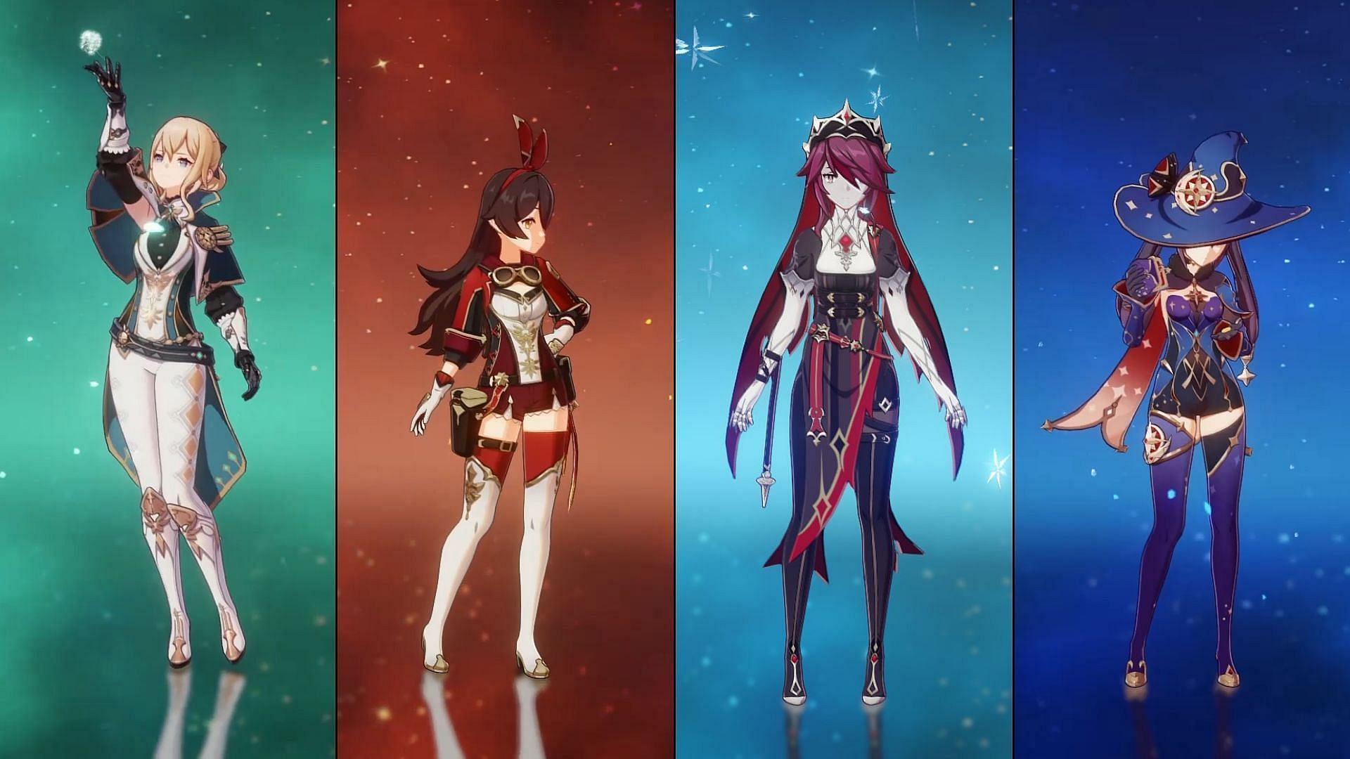 What the four new outfits look like (Image via Genshin Impact)