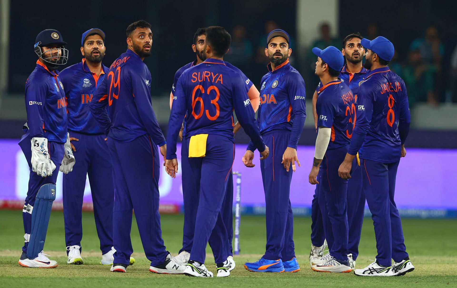 Indian team during the T20 World Cup 2021 clash against Pakistan. Pic: Getty Images