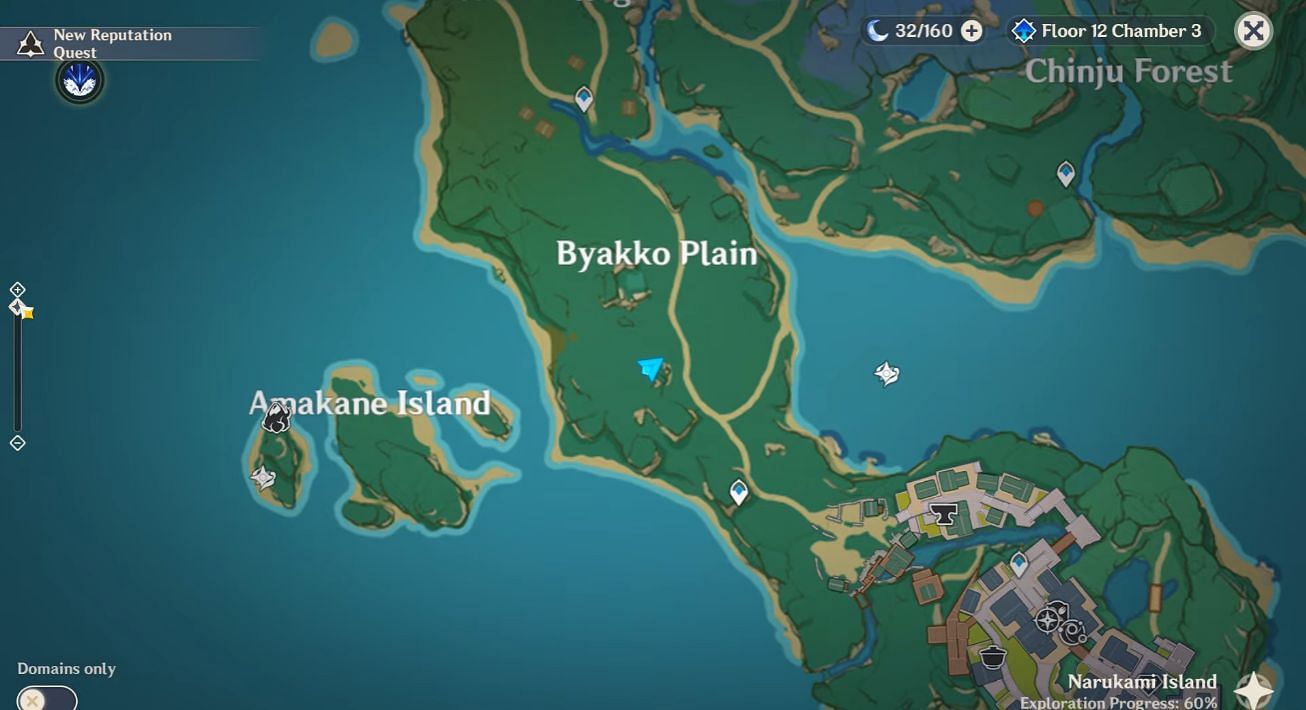 Location of the first site on the map (Image via Genshin Impact)