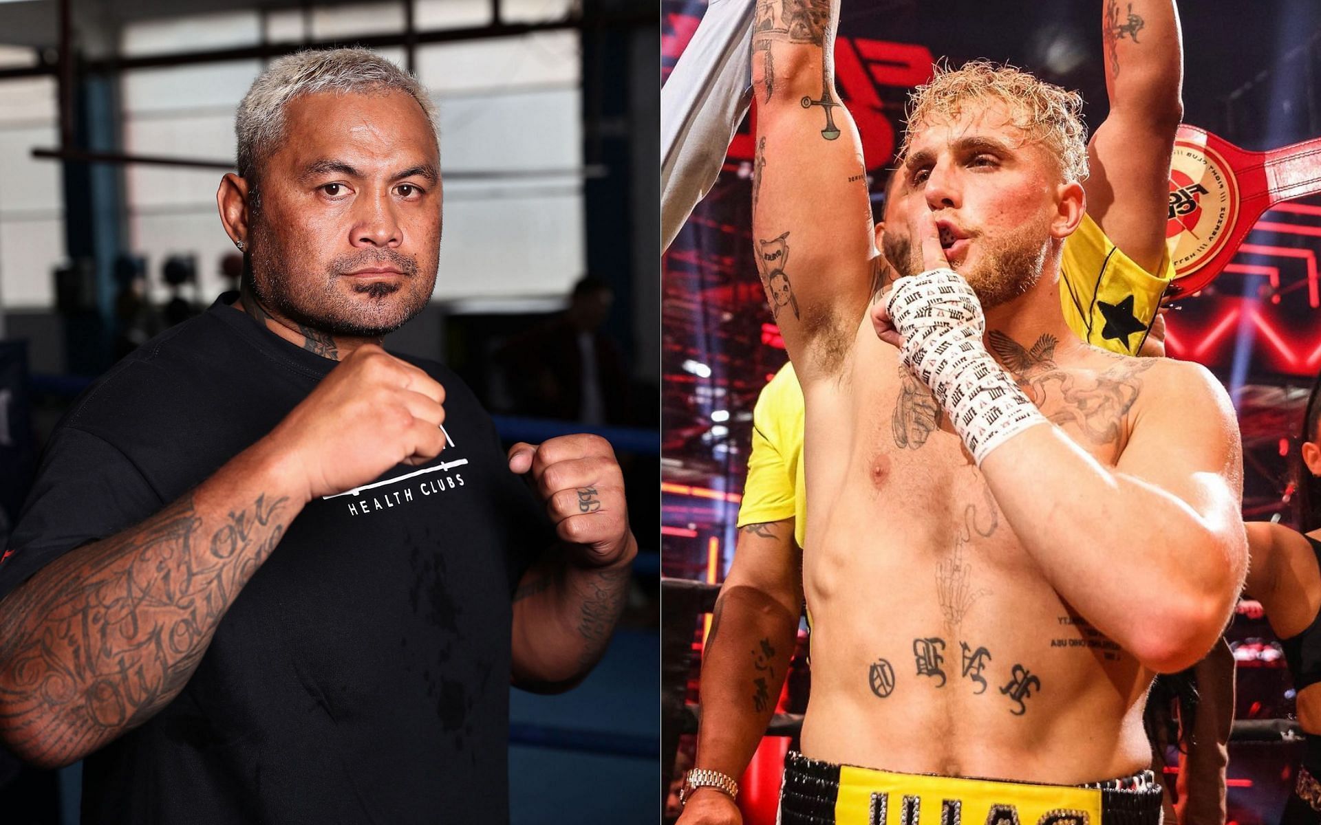 Mark Hunt (left) and Jake Paul (right)