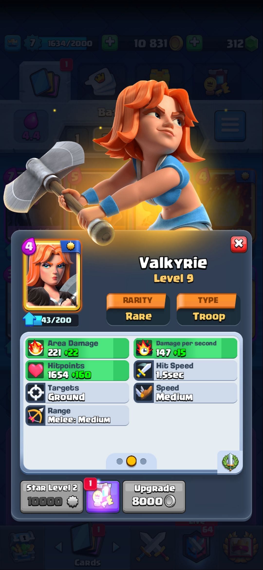 The Valkyrie card in Clash Royale (Image via Sportskeeda)