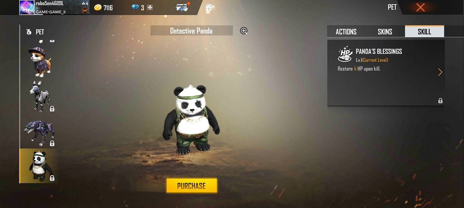 Detective Panda पेट (Image via Garena)