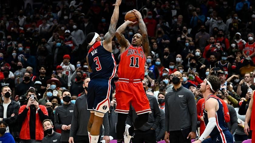 DeMar DeRozan shoots over Bradley Beal, Saturday Jan. 1st, for a historical back-to-back game-winner