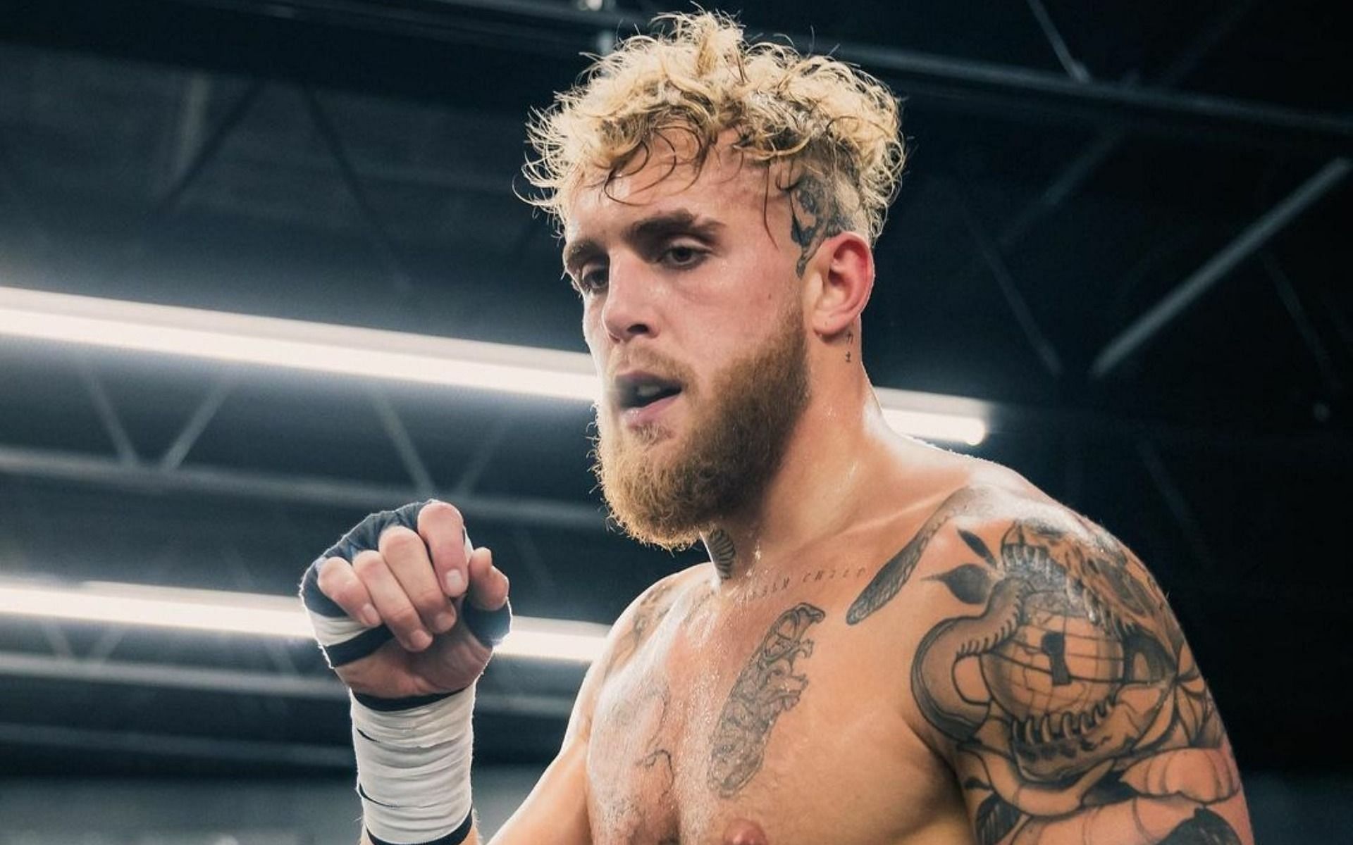 YouTuber-turned-boxer Jake Paul reacts during a training session (Image Credit: @jakepaul on Instagram)