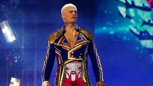 Cody Rhodes wearing his "Homelander" inspired entrance attire.