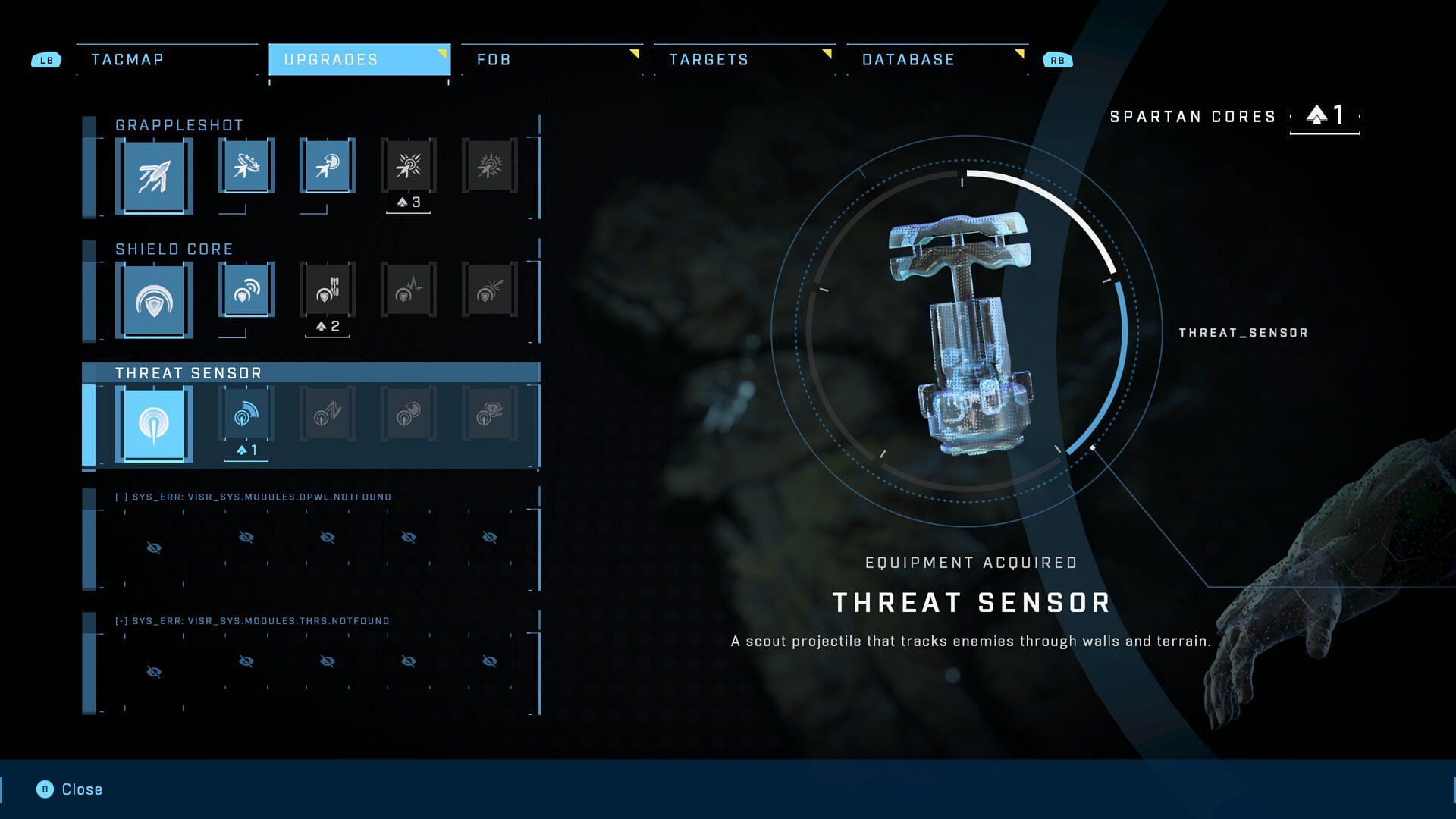 Threat Sensor aspect of Spartan Core (Image via Halo Infinite)