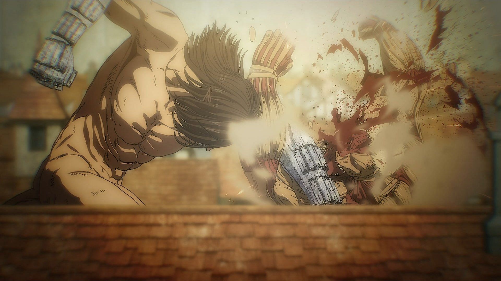 Fans had to wait a few hours to watch Eren and Reiner once again go at each other (Image via MAPPA)