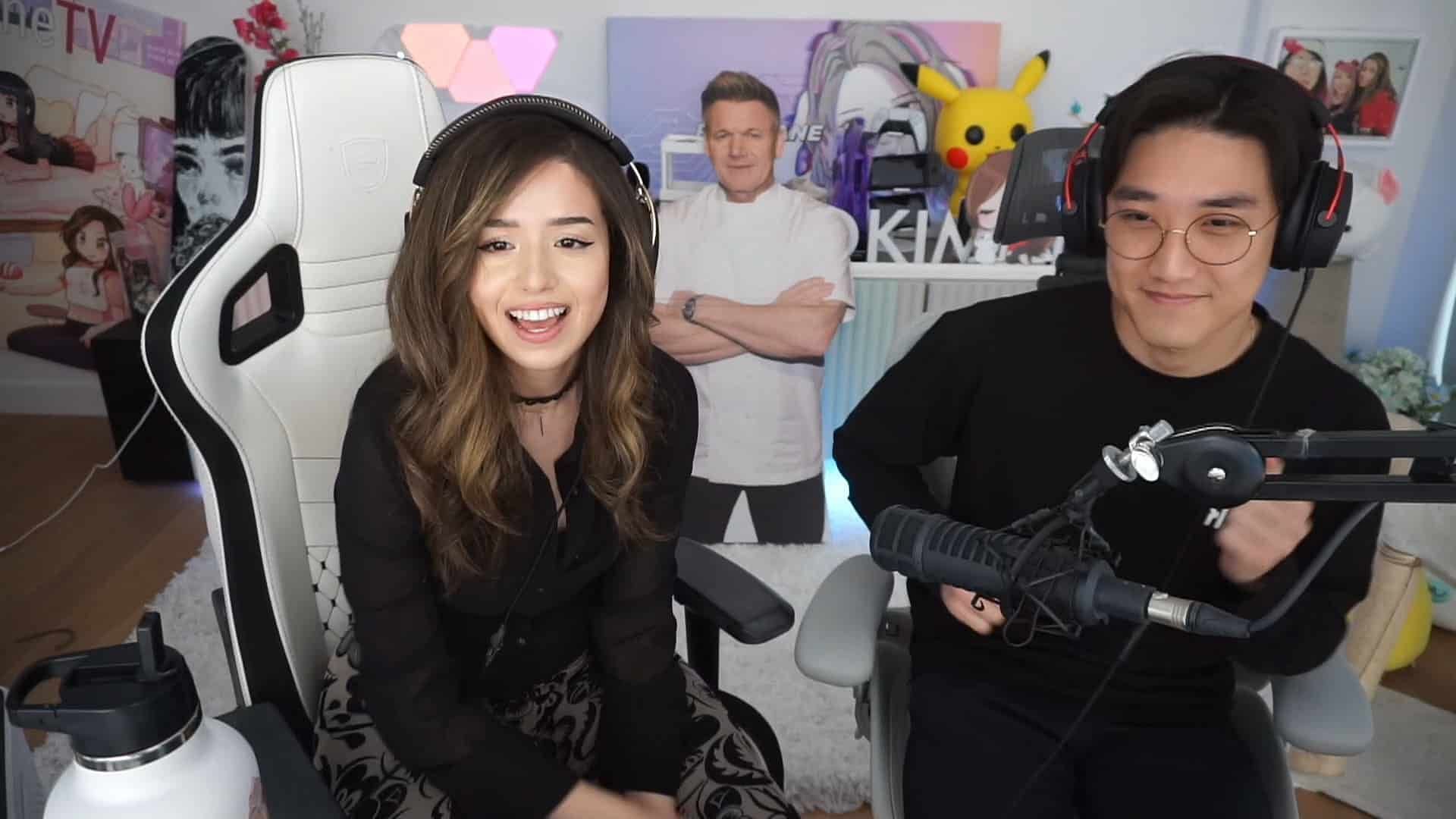 Pokimane shocked by Kevin&#039;s inappropriate comment on her livestream (Image via Pokimane on Twitch)