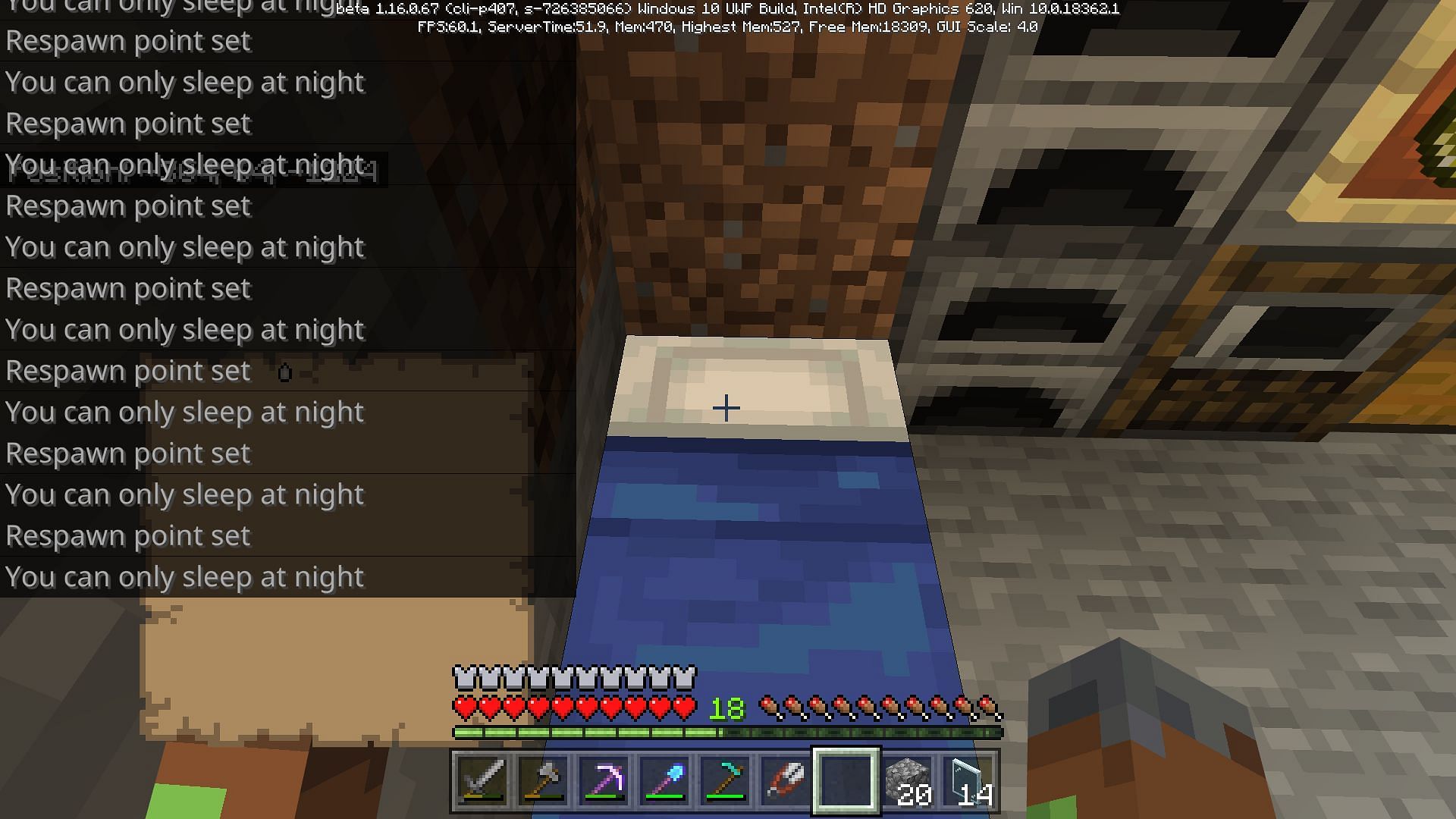 Respawn point set on a bed (Image via Minecraft)