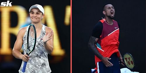 Ashleigh Barty (L) & Nick Kyrgios are both in contention for Australian Open titles this year