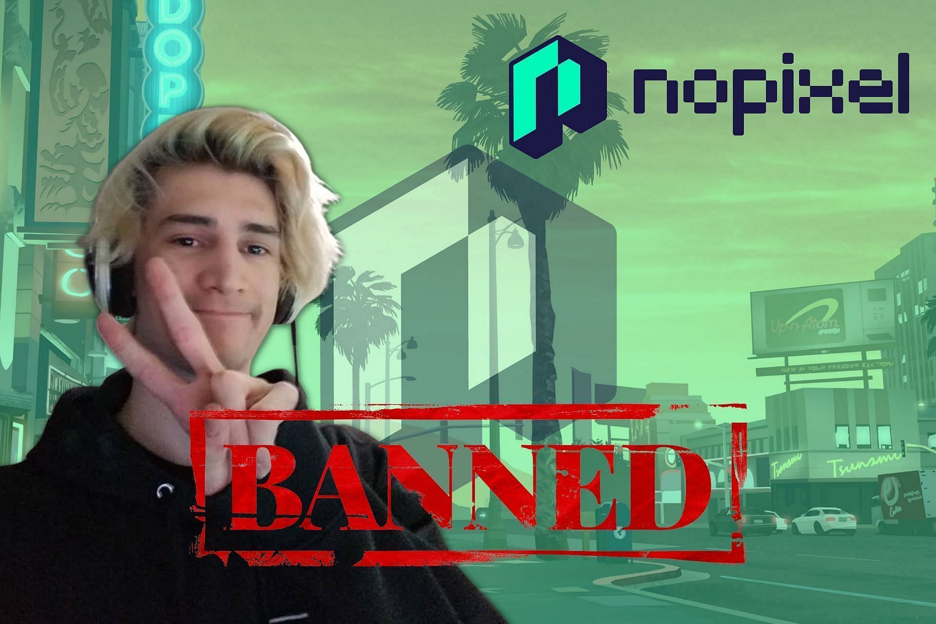 xQc has been banned on NoPixel&#039;s GTA RP server a total of five times. (Image via Sportskeeda)