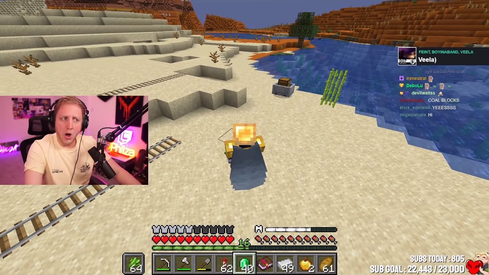 The streamer found the glitched mineshaft and minecart chest (Image via Canooon YouTube)