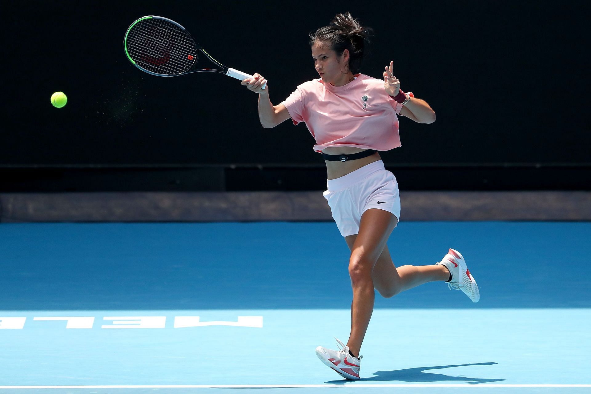 The US Open champion at a practice session at Melbourne Park