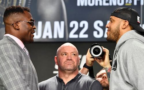 Ngannou and Gane at the press conference