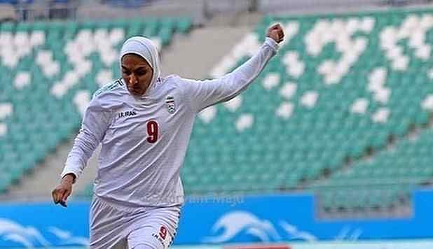 Zahra Ghanbari in action against Jordan. (Image: Instagram/Zahra Ghanbari)