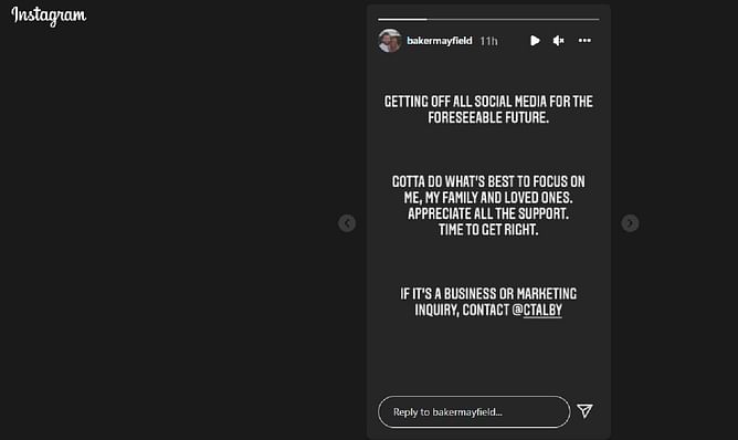 Baker Mayfield says he's going off "toxic" social media for the foreseeable future