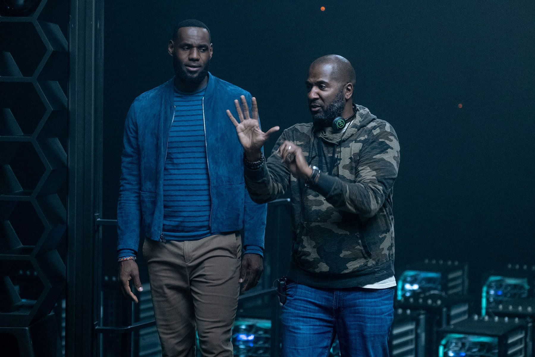 LeBron James and Malcolm D. Lee discussing Space Jam: A New Legacy