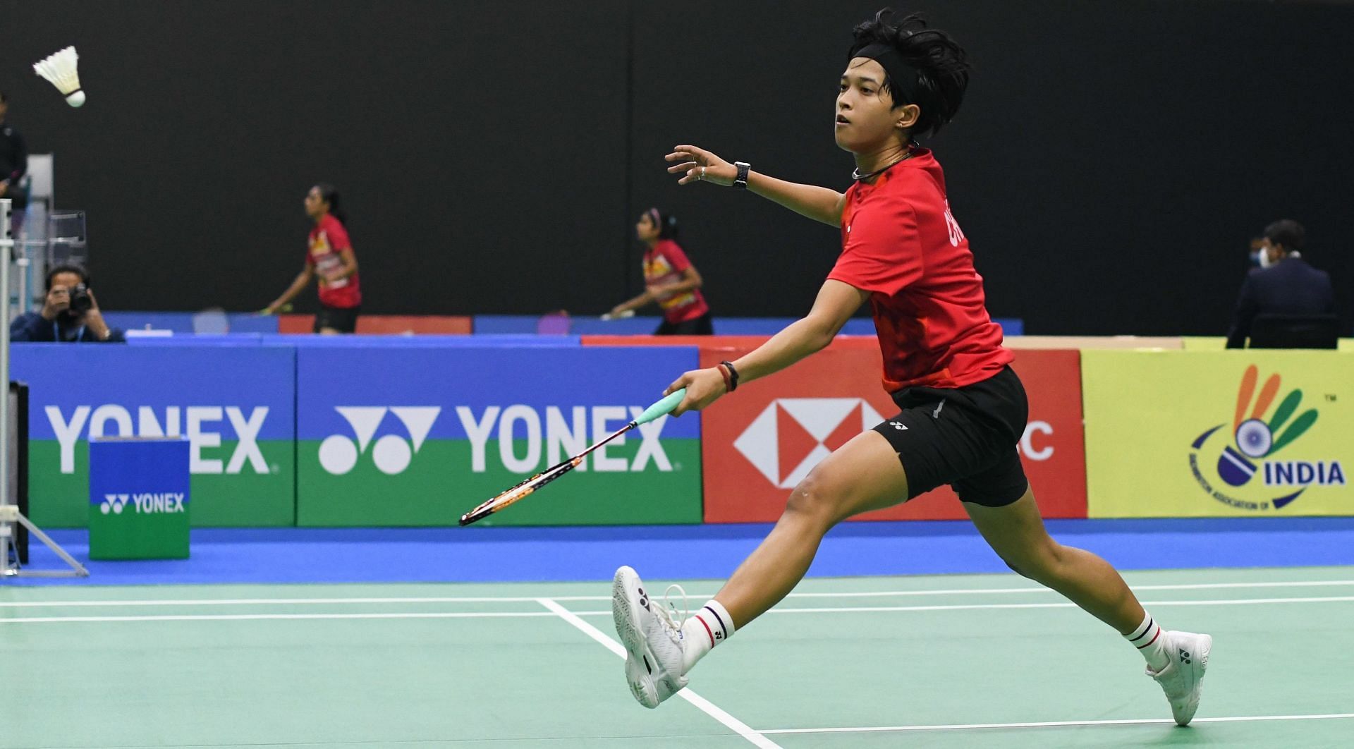 India&#039;s Ashmita Chaliha upset fifth seed Evgeniya Kosetskaya of Russia 24-22, 21-16 in New Delhi on Tuesday.