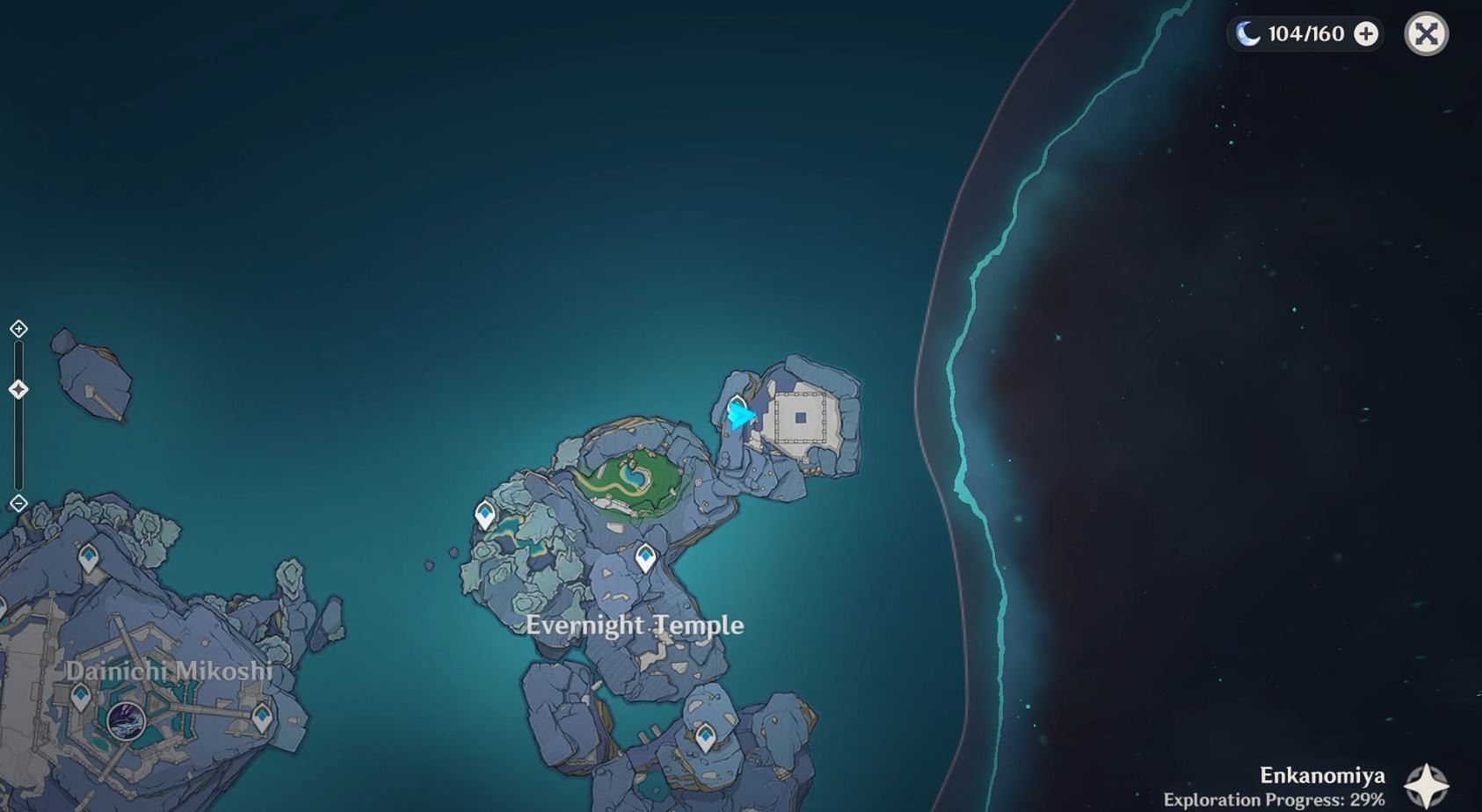 Location of the labyrinth on the map (Image via Genshin Impact)