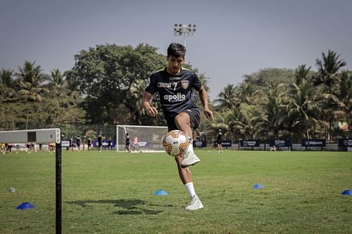 Chennaiyin FC winger Lallianzuala Chhangte in training (Pic Courtesy: Chennaiyin)