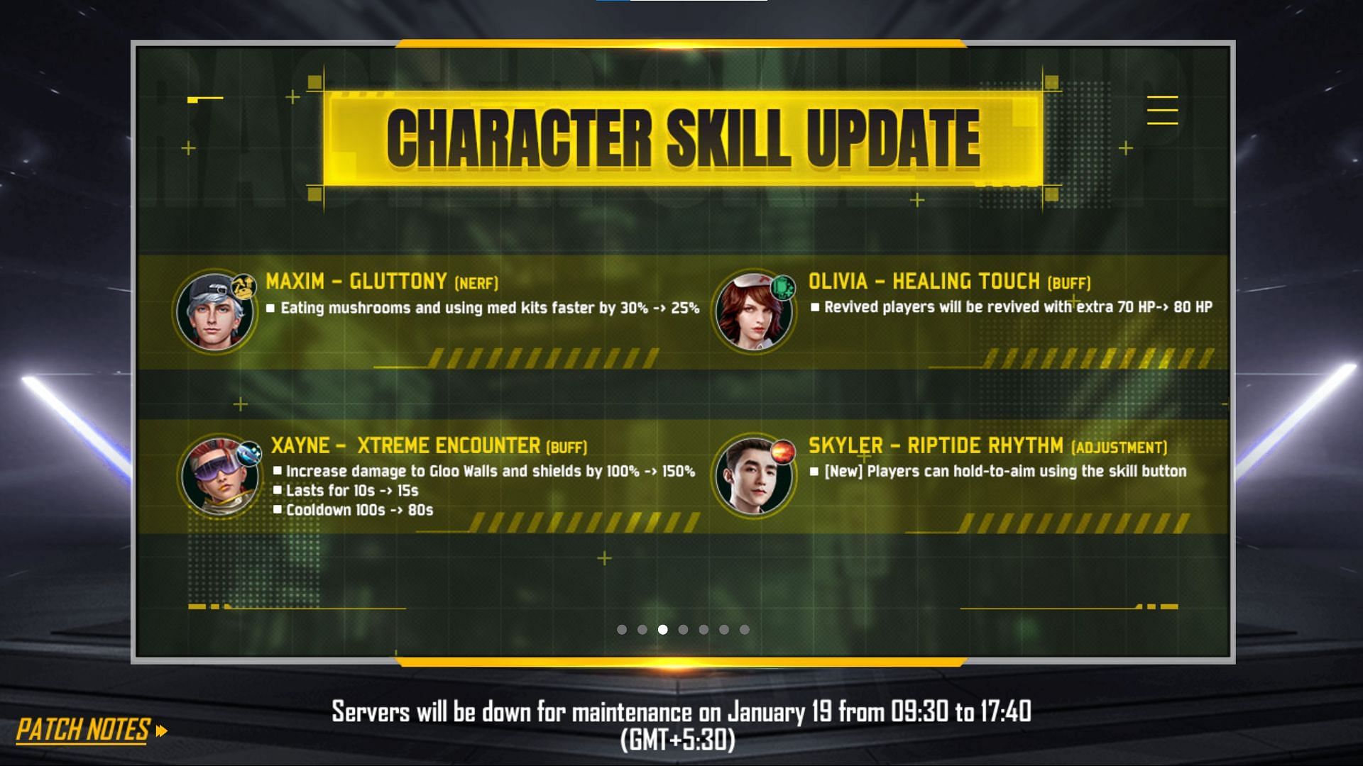 These are the exact specifics of the character balancing (Image via Garena)