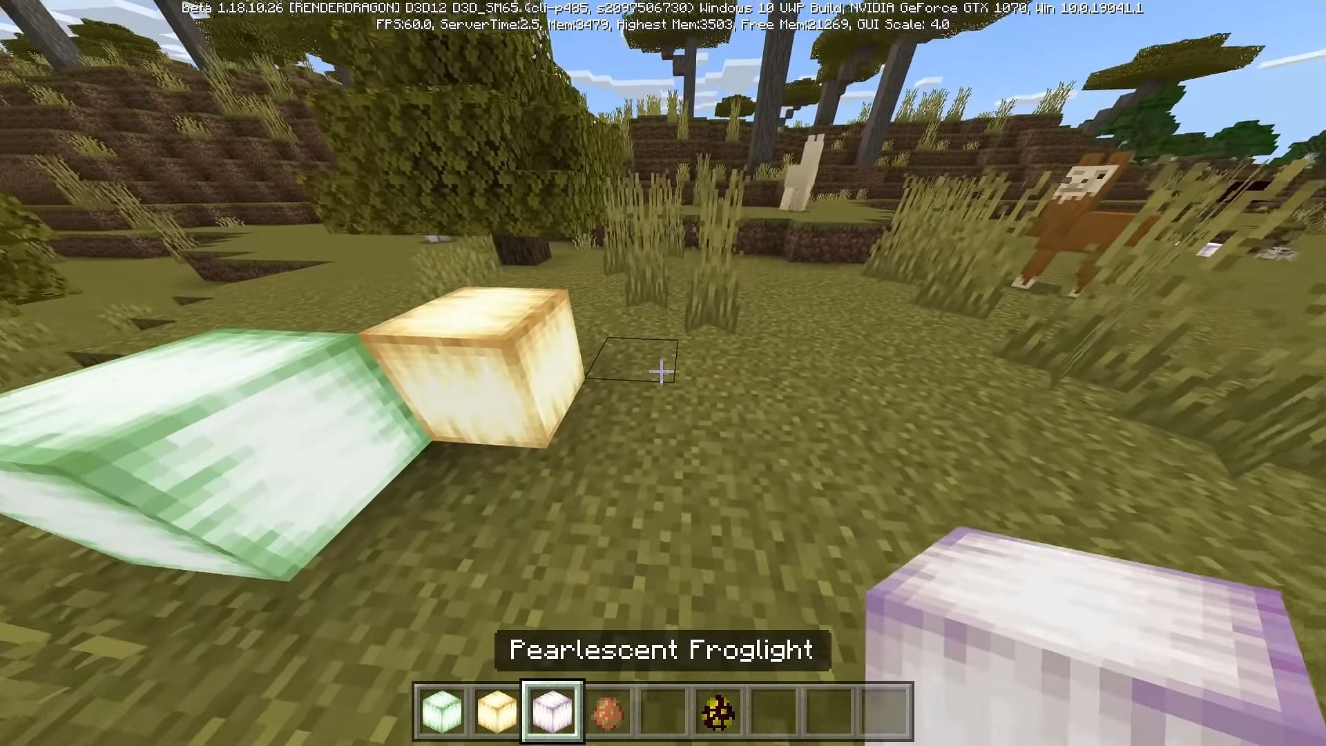 Froglight blocks (Image via Minecraft &amp; YouTube/wattles)