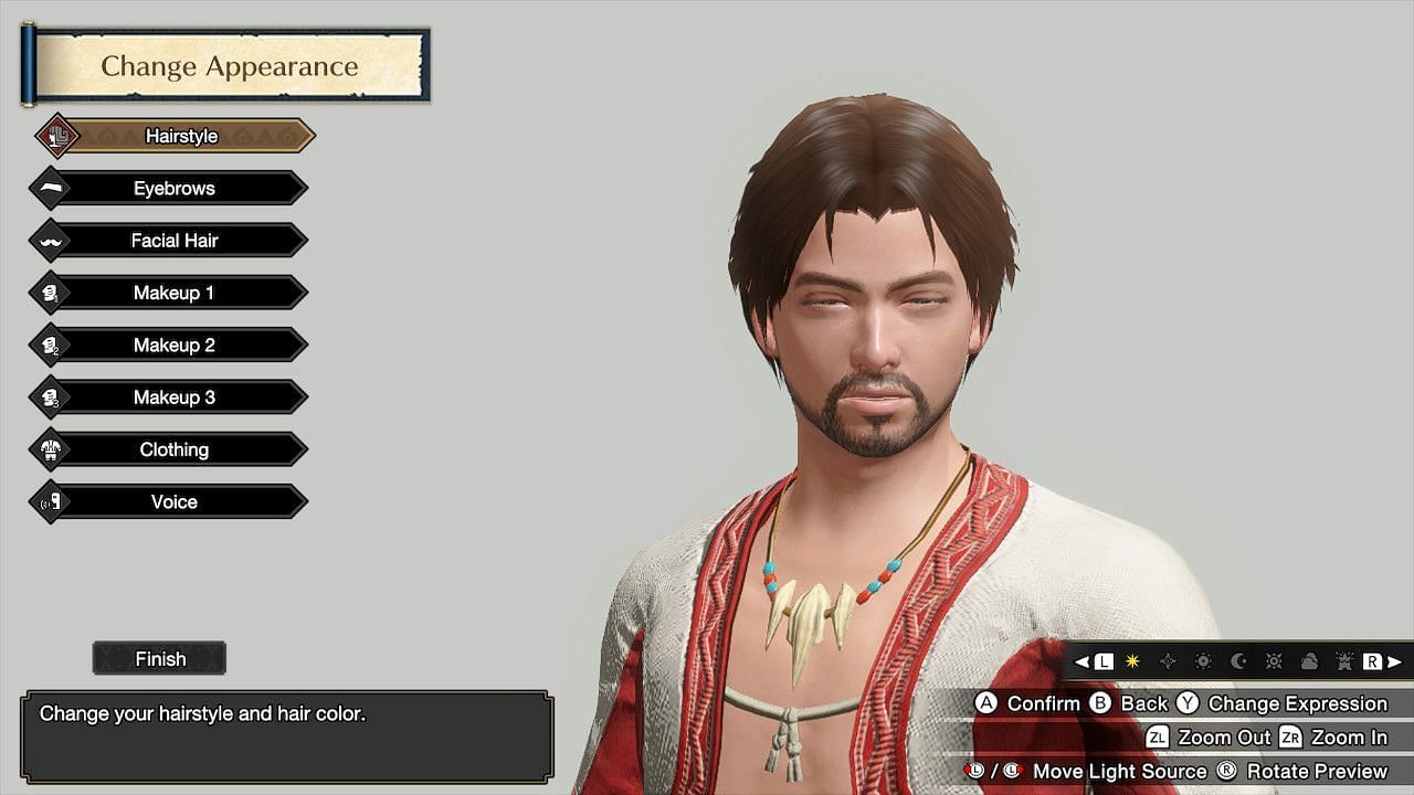 The character appearance settings (Image via Capcom)