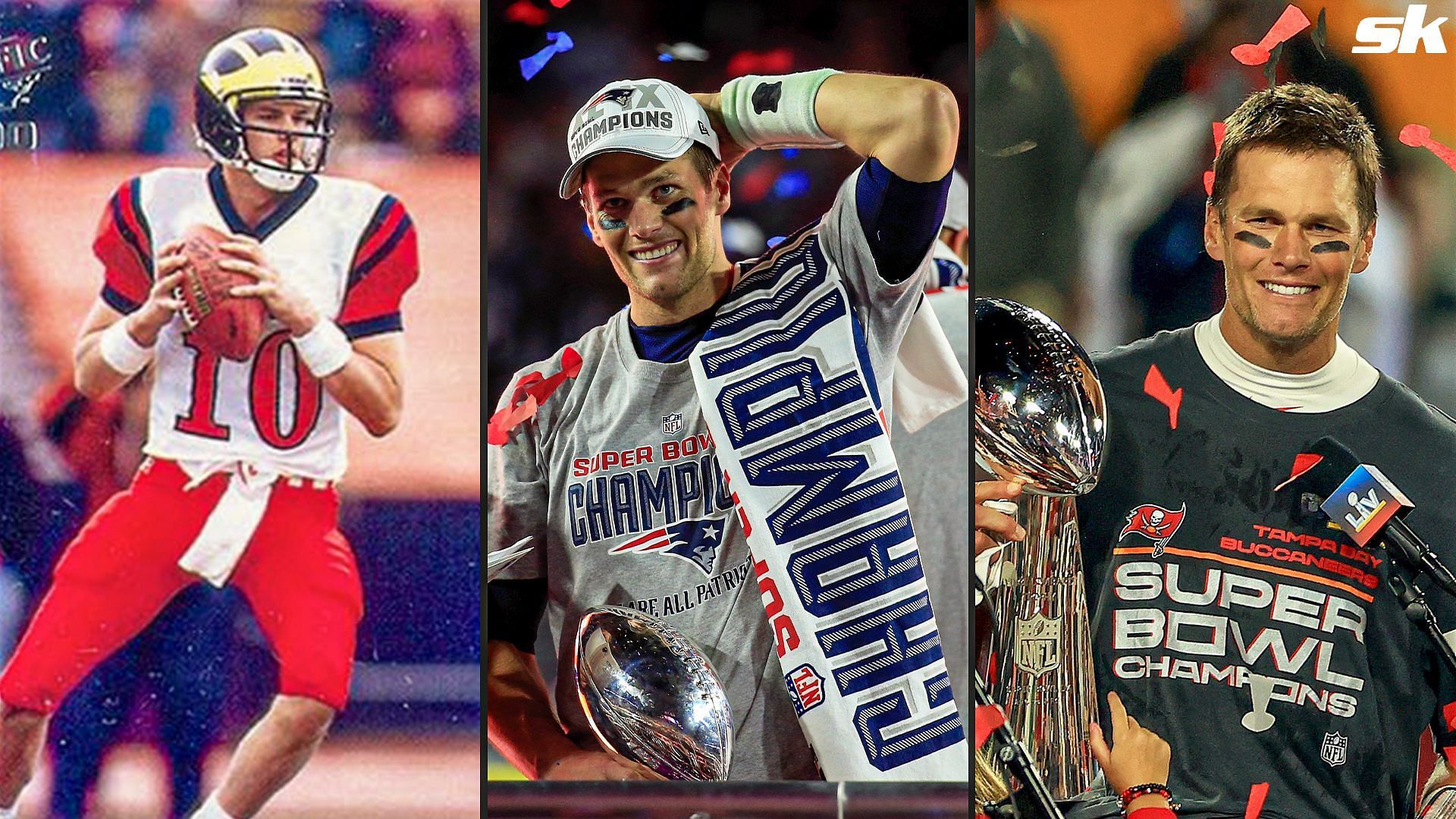 Legendary Quarterback Tom Brady throughout the years