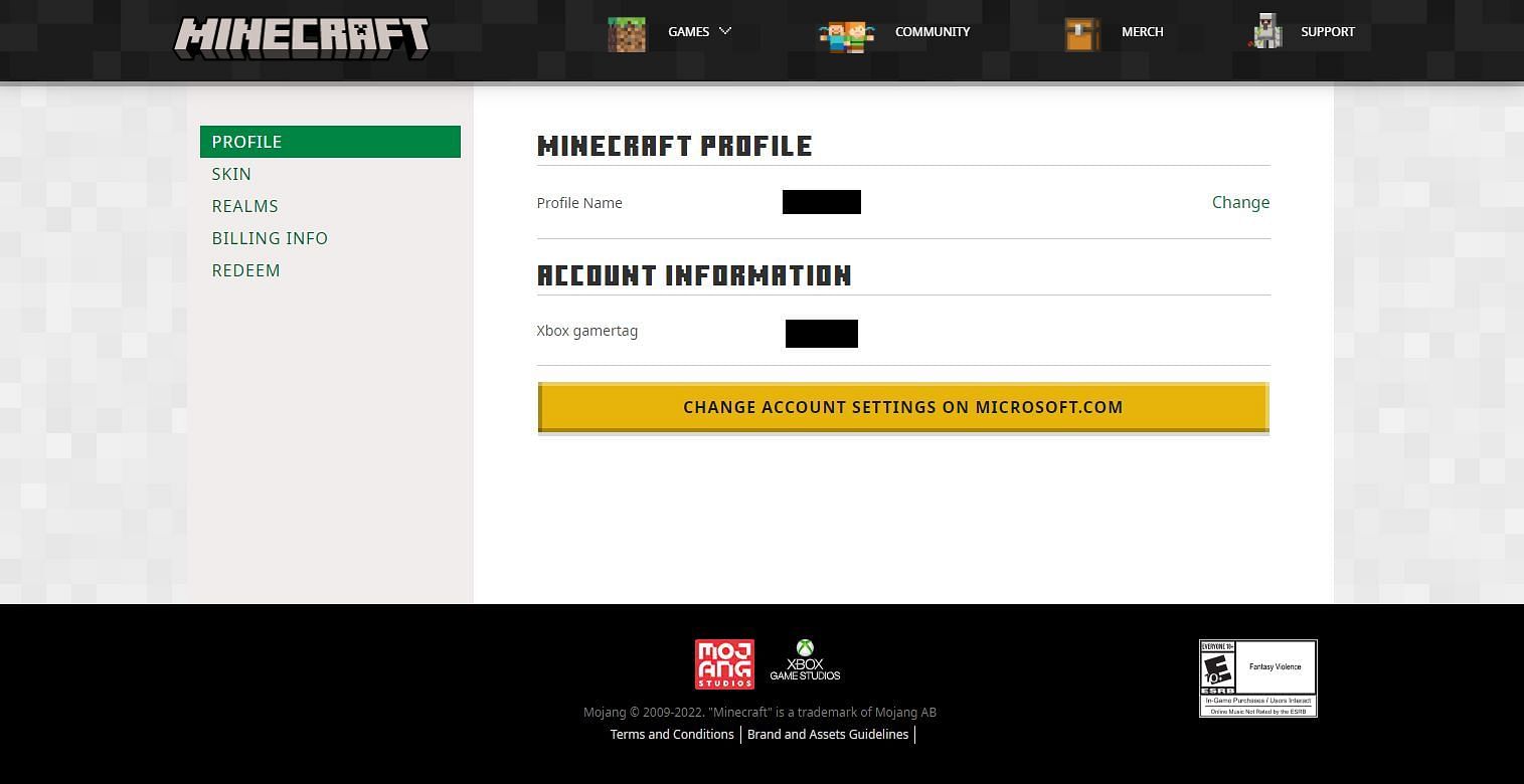 Minecraft&#039;s name change screen (Image via Mojang)
