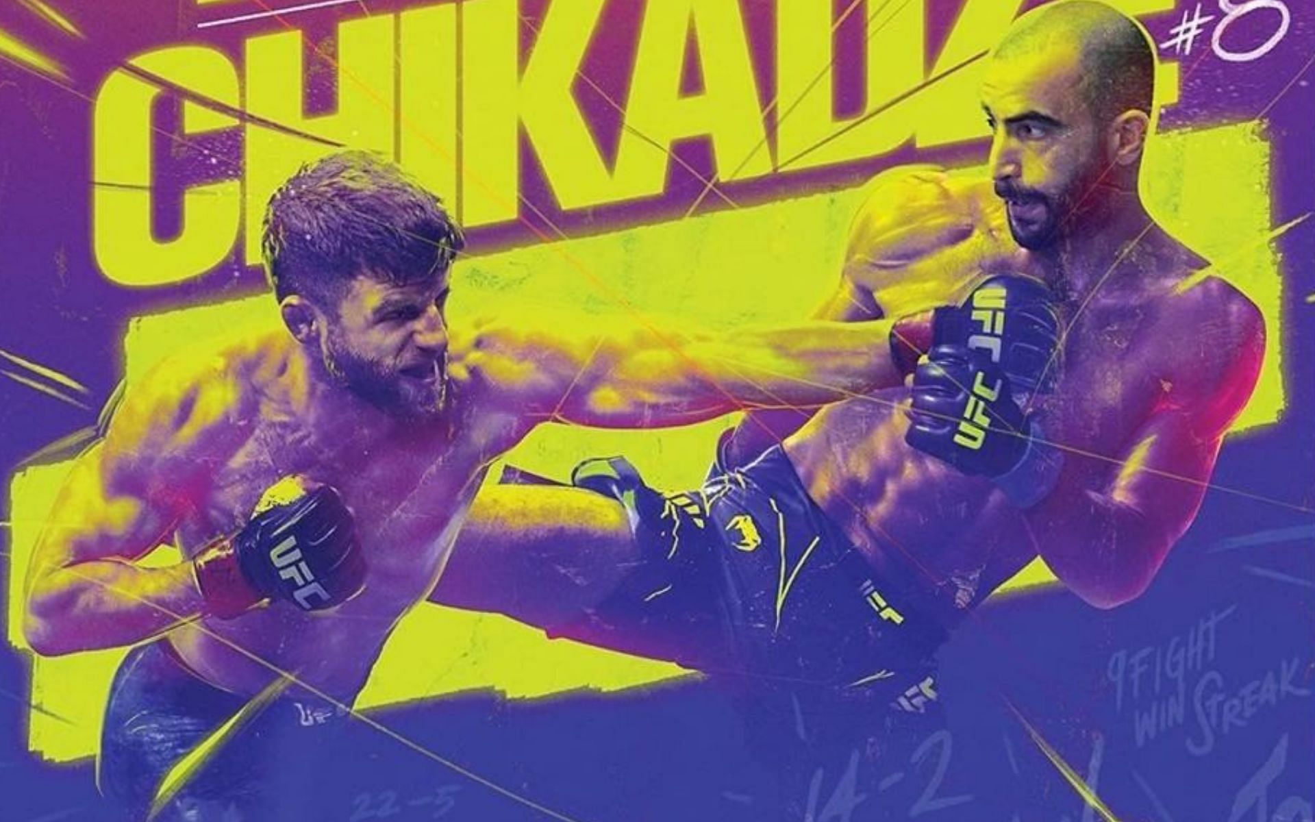 Calvin Kattar vs. Giga Chikadze poster via Instagram @knockoutcancer