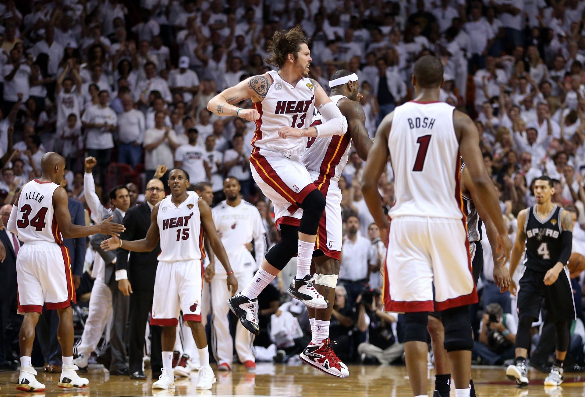 Mike Miller and LeBron James of the Miami Heat celebrate after a basket. (Photo Courtesy of @kingjames/Instagram)
