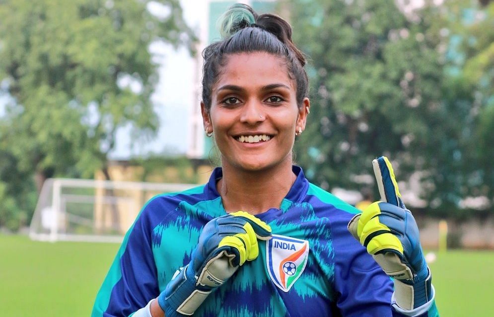 Aditi Chauhan made her 50th international appearance in the game against Iran (PC:  Twitter/IndianFootball)