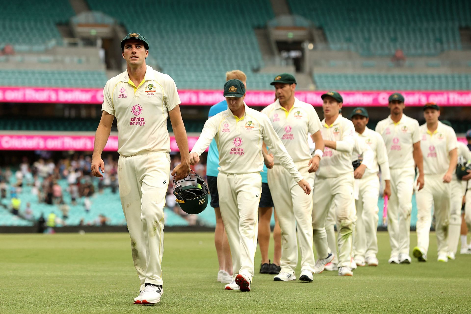 Aussie cricketers walk off after SCG Test. Pic: Getty Images