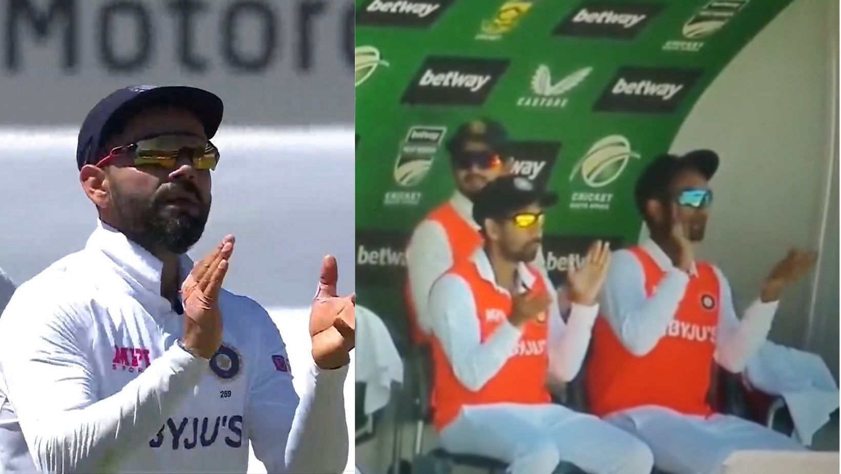 Virat Kohli urging his teammates to clap for fast-bowlers