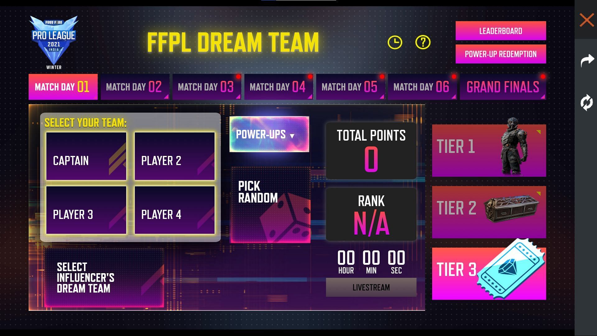 FFPL Dream team event (Image via Garena)