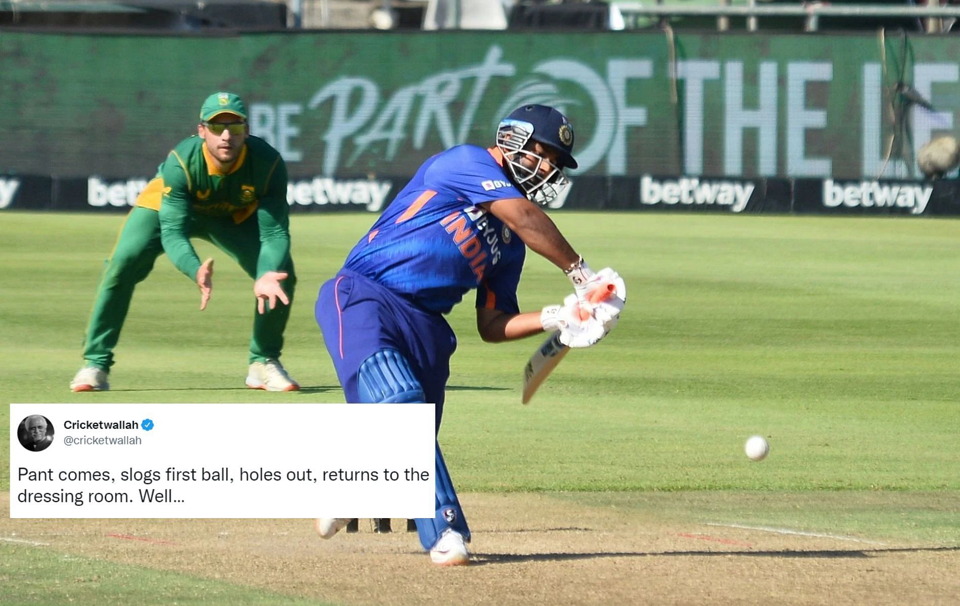 India wicketkeeper-Rishabh Pant got out trying hit big off his first delivery in the 3rd ODI vs South Africa.