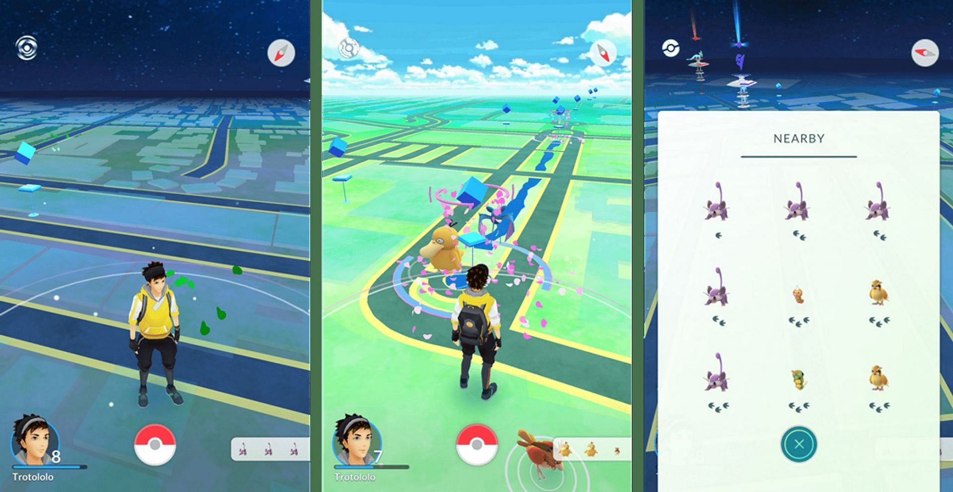 Various images of Pokemon GO&#039;s user interface (Image via Niantic)