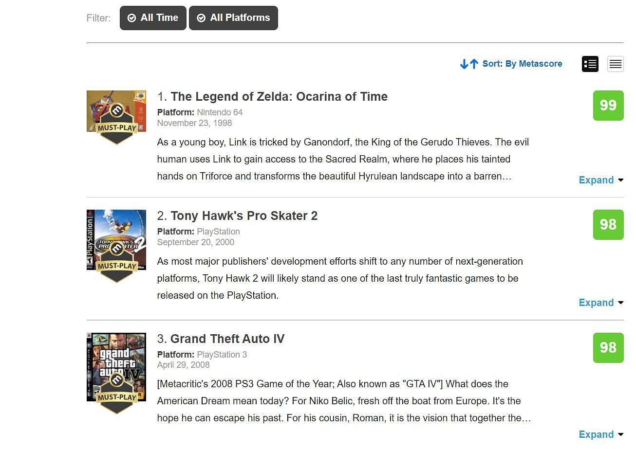 Metacritic - The Best PS3 Games of All-Time
