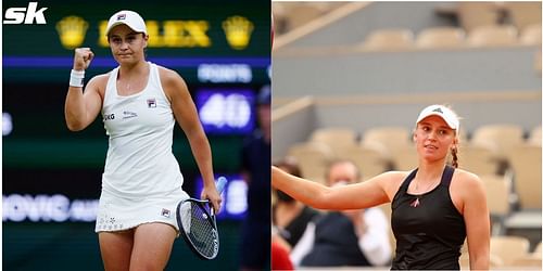 Ashleigh Barty (L) and Elena Rybakina.