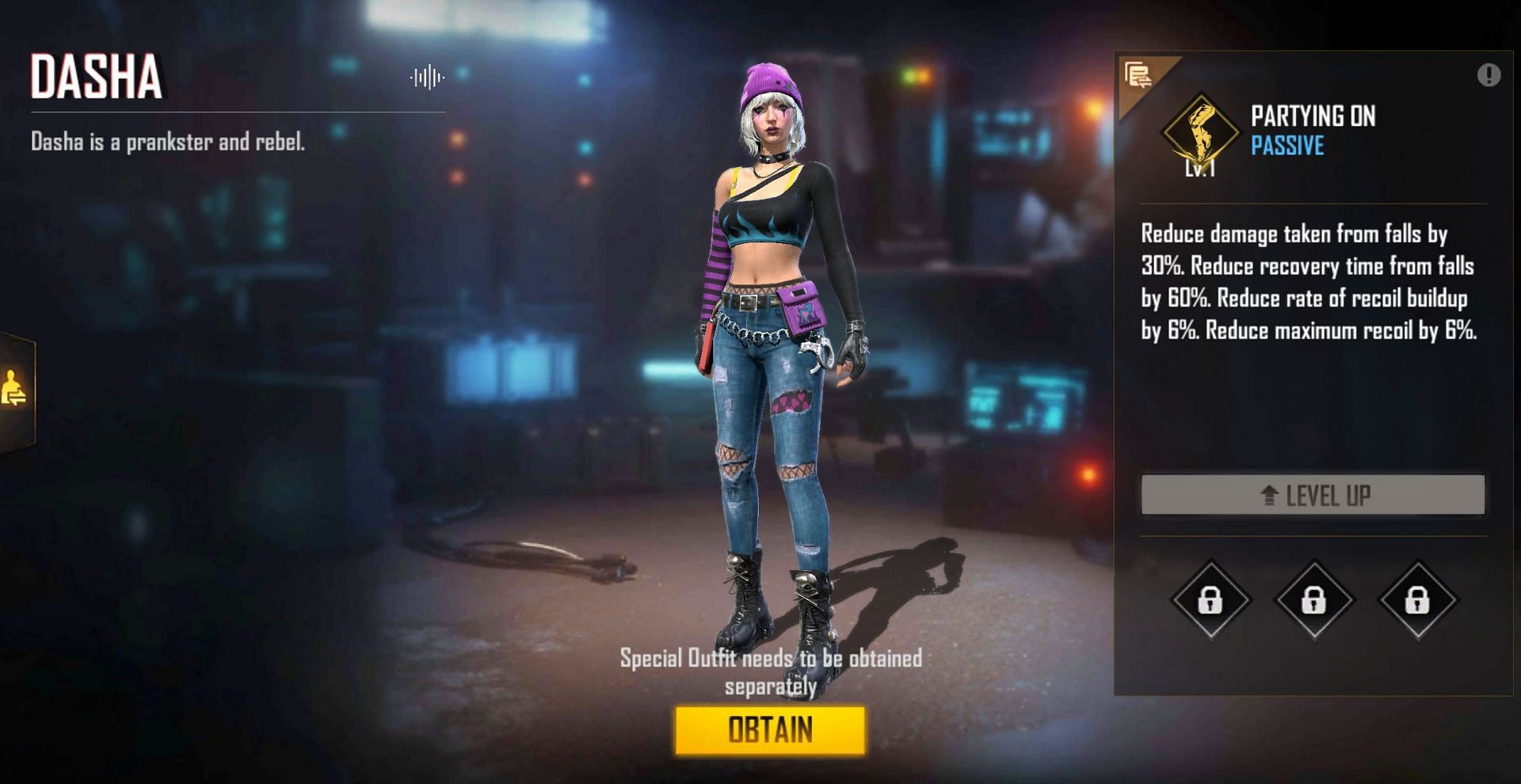 Free Fire में Dasha (Image via Garena)