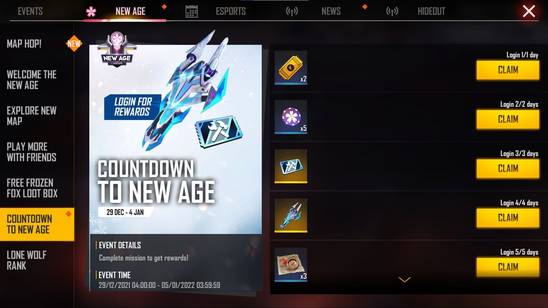 The Countdown to New Age event (Image via Free Fire)