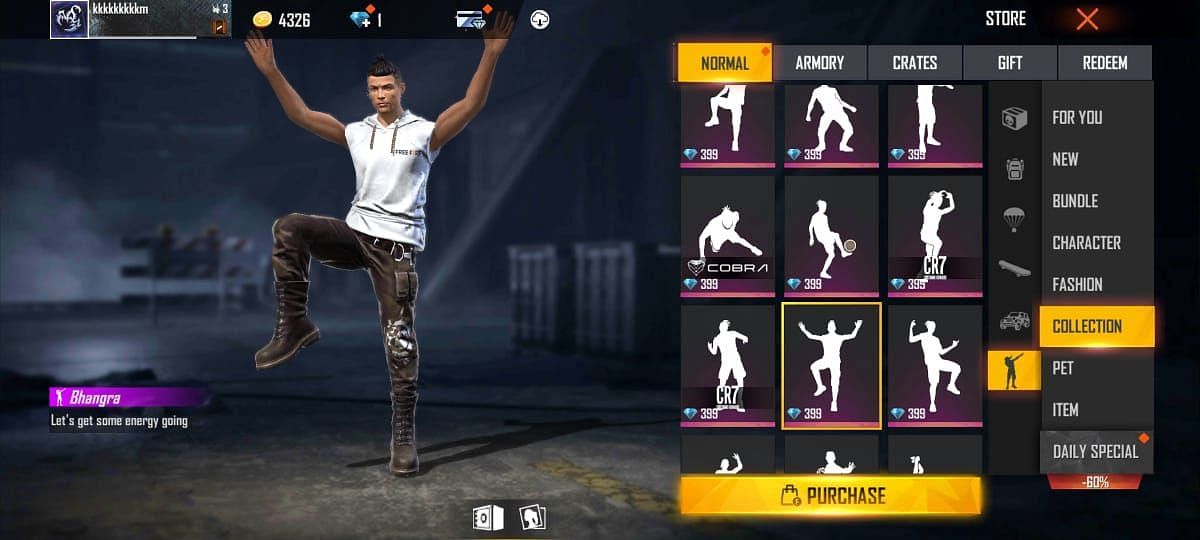 Bhangra emote in Free Fire (الصورة من Garena)