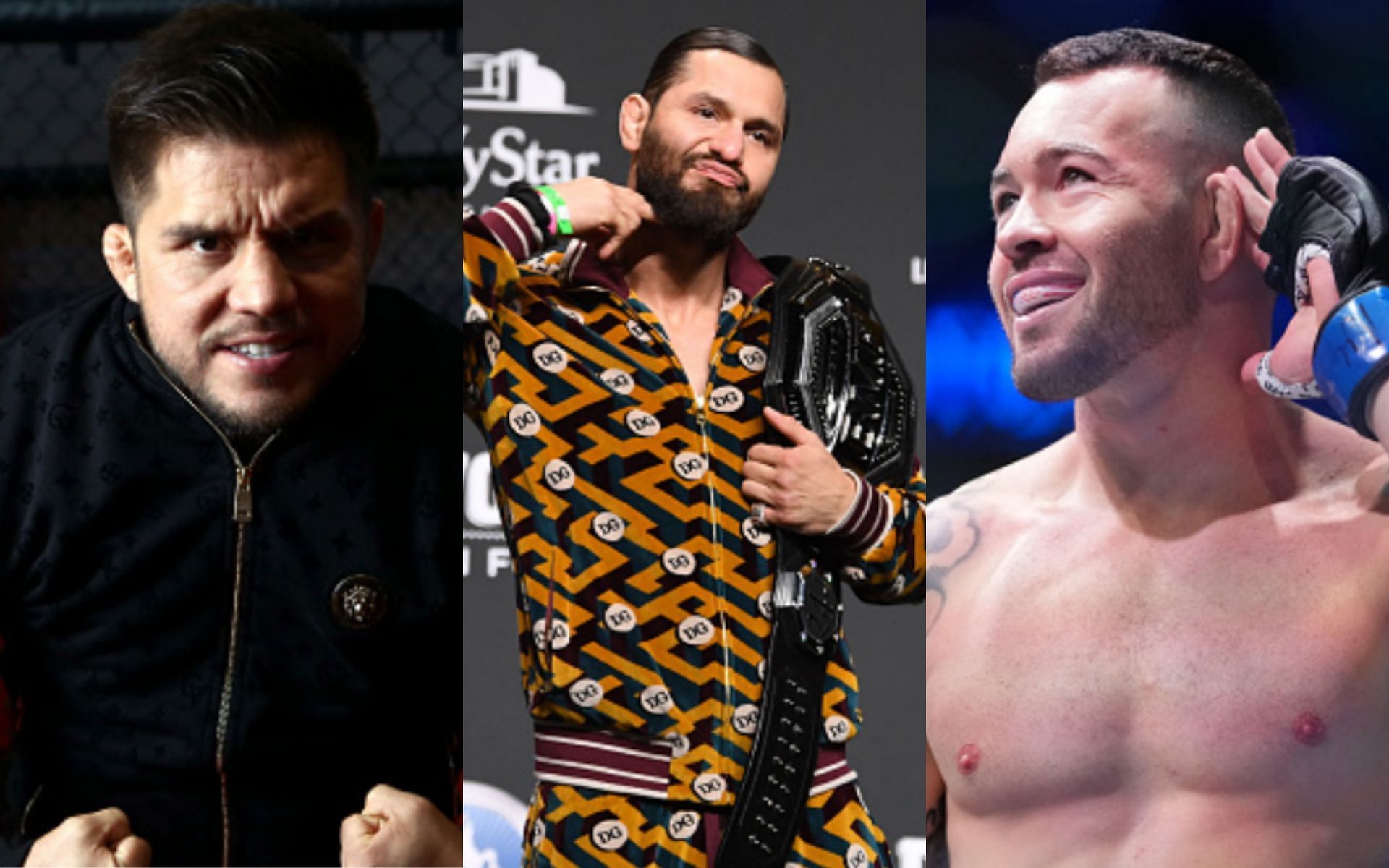 Henry Cejudo (left); Jorge Masvidal (center); Colby Covington (right)