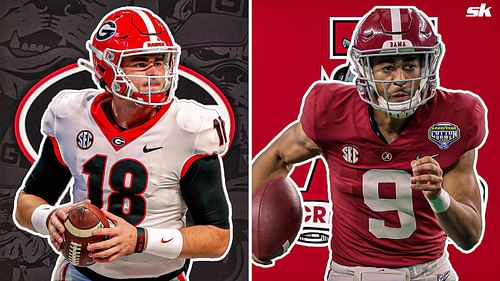 (L-R) QB J.T. Daniels has missed a good portion of the Georgia season while Bryce Young is coming off a Heisman campaign