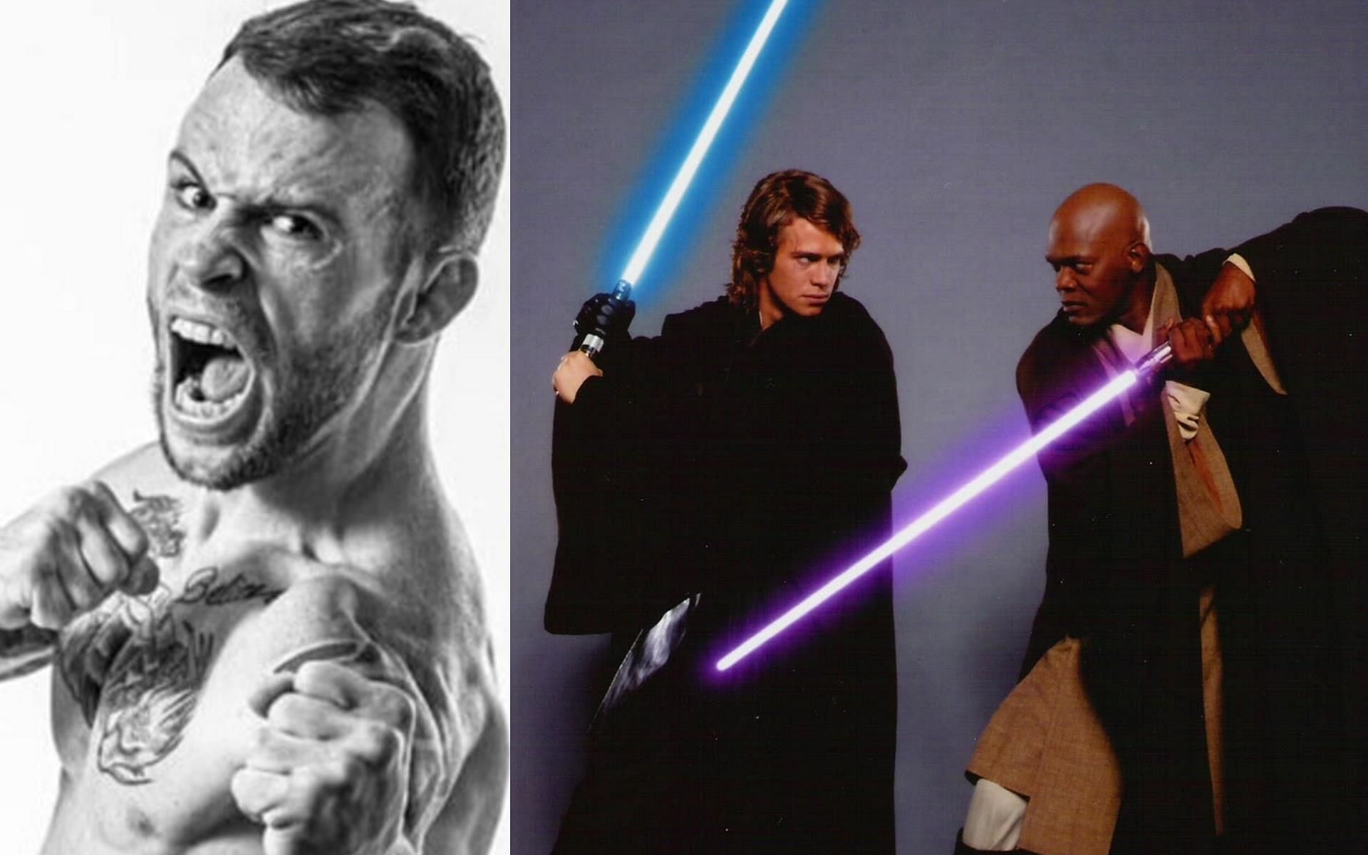 Anakin Skywalker (Center) and Mace Windu (Right) are two characters from Star Wars that seem to have resonated most with Jarred Brooks (Left) | [Photos: ONE Championship/Comic Vine]