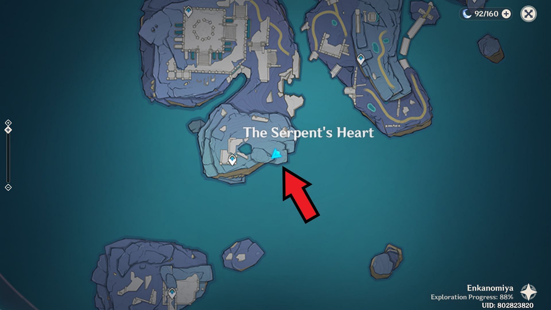 The second Offering location in Serpent&#039;s Heart (Image via Genshin Impact)